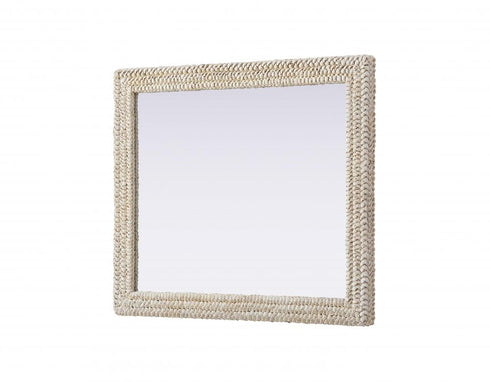 Elegant Lighting Marlowe Rectangle Cornhusk Mirror 36x42 Inch in Linen White Model: MR4A3642LN