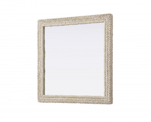 Elegant Lighting Marlowe Rectangle Cornhusk Mirror 40x40 Inch in Linen White Model: MR4A4040LN