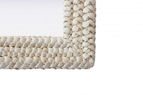 Elegant Lighting Marlowe Rectangle Cornhusk Mirror 40x40 Inch in Linen White Model: MR4A4040LN