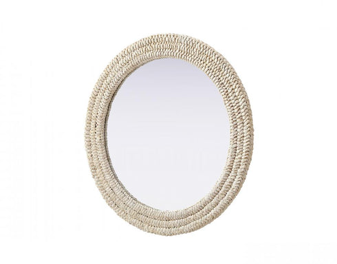 Elegant Lighting Marlowe Round Cornhusk Mirror 30x30 Inch in Linen White Model: MR4B30LN