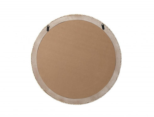 Elegant Lighting Marlowe Round Cornhusk Mirror 36x36 Inch in Linen White Model: MR4B36LN