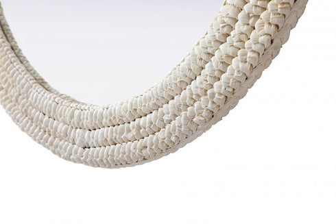 Elegant Lighting Marlowe Round Cornhusk Mirror 36x36 Inch in Linen White Model: MR4B36LN