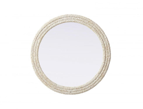 Elegant Lighting Marlowe Round Cornhusk Mirror 36x36 Inch in Linen White Model: MR4B36LN