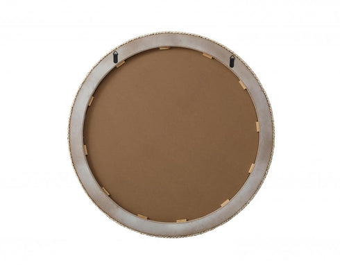 Elegant Lighting Marlowe Round Cornhusk Mirror 42x42 Inch in Linen White Model: MR4B42LN