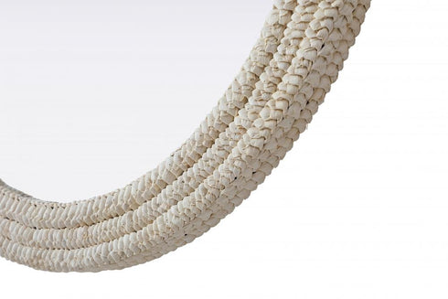 Elegant Lighting Marlowe Round Cornhusk Mirror 42x42 Inch in Linen White Model: MR4B42LN