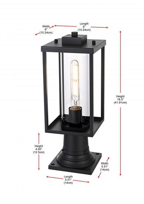 Elegant Lighting Memphis 7 inch Outdoor Pendant in Black Model: OD310P17BK