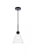Elegant Lighting Mera 1 light black pendant in Black and Clear Finish Model: LD2501BK