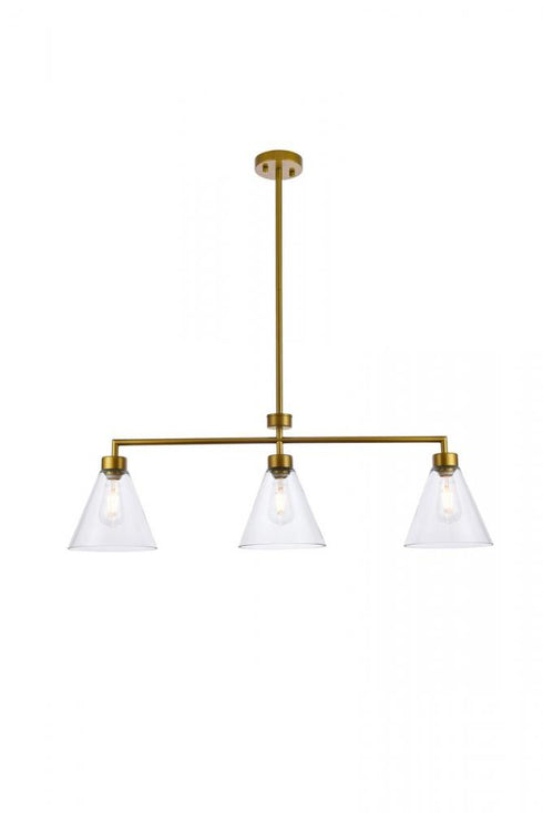 Elegant Lighting Mera 3 lights black pendant in Black and Clear Finish Model: LD2502BK