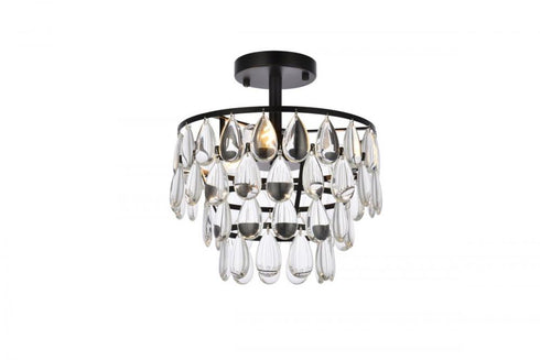 Elegant Lighting Mila 3 Light Flush Mount Model: 1103F12BK