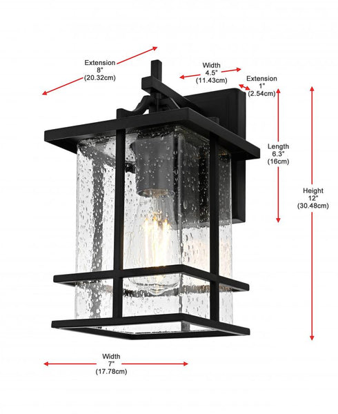 Elegant Lighting Miller 7 inch Outdoor Pendant in Black Model: OD312W12BK