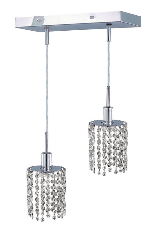 Elegant Lighting Mini 2 light in Chrome Pendant Model: 1282D-O-R-CL/SS