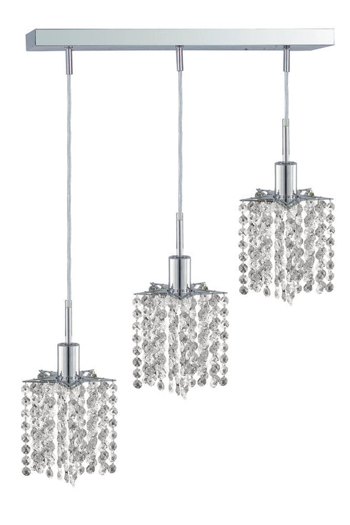 Elegant Lighting Mini 3 light in Chrome Pendant Model: 1283D-O-P-CL/EC