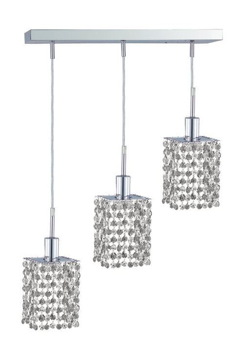 Elegant Lighting Mini 3 light in Chrome Pendant Model: 1283D-O-S-CL/SS