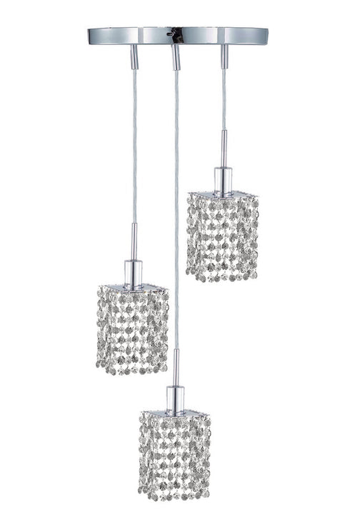 Elegant Lighting Mini 3 light in Chrome Pendant Model: 1283D-R-S-CL/SS