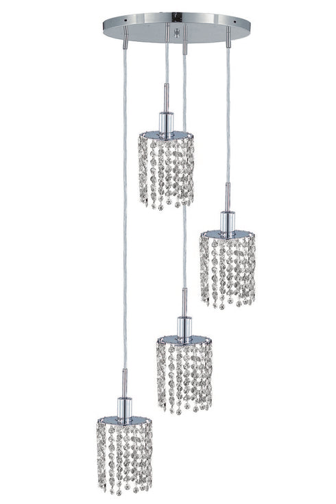 Elegant Lighting Mini 4 light in Chrome Pendant Model: 1284D-R-R-CL/SA