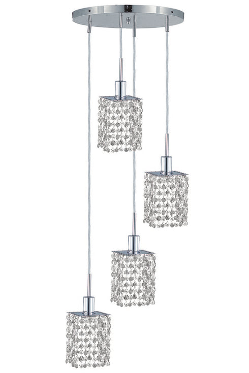 Elegant Lighting Mini 4 light in Chrome Pendant Model: 1284D-R-S-CL/SA