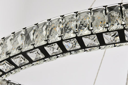 Elegant Lighting Monroe 48 Inch LED Oval Double Ring Pendant in Black Model: 3503D48BK
