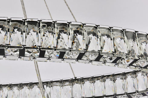 Elegant Lighting Monroe 48 Inch LED Oval Double Ring Pendant in Black Model: 3503D48BK