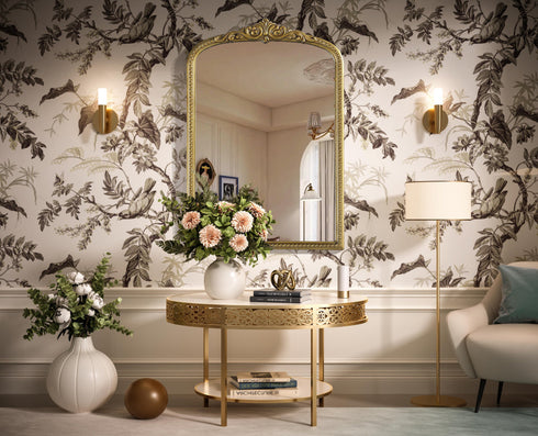 Elegant Lighting Naomi Vintage Resin Mirror 24x36 Inch in Antique Brass Model: MR7F2436AB