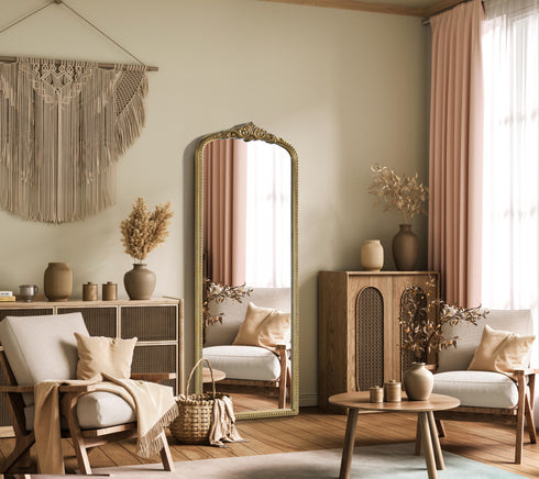Elegant Lighting Naomi Vintage Resin Mirror 24x60 Inch in Antique Brass Model: MR7F2460AB