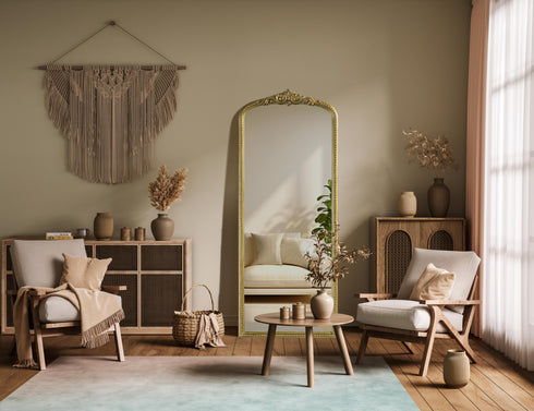 Elegant Lighting Naomi Vintage Resin Mirror 24x60 Inch in Antique Brass Model: MR7F2460AB