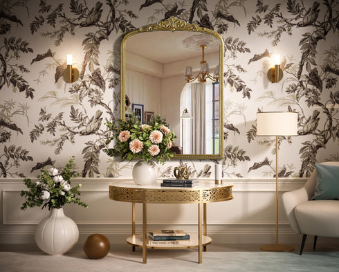 Elegant Lighting Naomi Vintage Resin Mirror 30x42 Inch in Antique Brass Model: MR7F3042AB