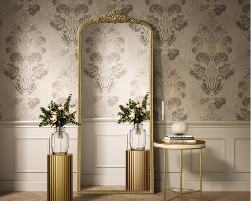 Elegant Lighting Naomi Vintage Resin Mirror 30x72 Inch in Antique Brass Model: MR7F3072AB