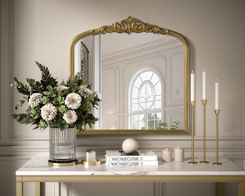 Elegant Lighting Naomi Vintage Resin Mirror 36x36 Inch in Antique Brass Model: MR7F3636AB