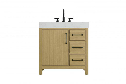 Elegant Lighting Nathan Vanity Cabinet 1DR 3DW 32 Inch W x 22 Inch D x 34 Inch H in Chestnut Brown Model: VF60632MCB