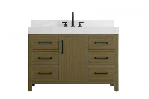 Elegant Lighting Nathan Vanity Cabinet 1DR 6DW 48 Inch W x 22 Inch D x 34 Inch H in Chestnut Brown Model: VF60648MCB