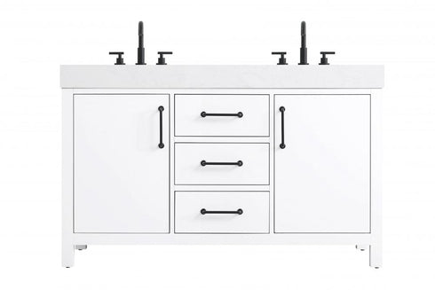 Elegant Lighting Nathan Vanity Cabinet 2DR 3DW 54 Inch W x 22 Inch D x 34 Inch H in Chestnut Brown Model: VF60654DMCB