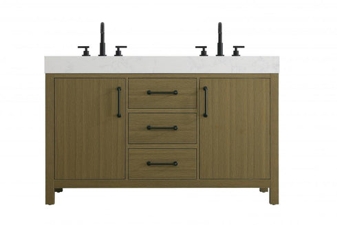 Elegant Lighting Nathan Vanity Cabinet 2DR 3DW 54 Inch W x 22 Inch D x 34 Inch H in Chestnut Brown Model: VF60654DMCB