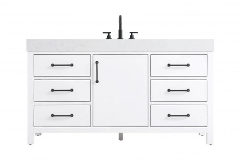 Elegant Lighting Nathan Vanity Cabinet 4DR 3DW 60 Inch W x 22 Inch D x 34 Inch H in Chestnut Brown Model: VF60660DMCB