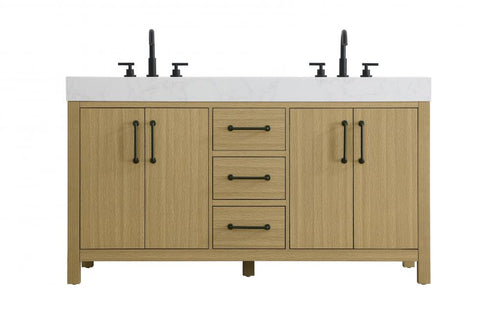Elegant Lighting Nathan Vanity Cabinet 4DR 3DW 60 Inch W x 22 Inch D x 34 Inch H in Chestnut Brown Model: VF60660DMCB