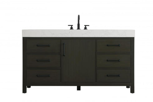Elegant Lighting Nathan Vanity Cabinet 4DR 3DW 60 Inch W x 22 Inch D x 34 Inch H in Chestnut Brown Model: VF60660DMCB