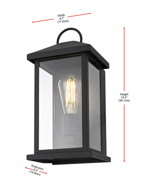 Elegant Lighting Neil 1 Light Wall Sconce W6.7 Inch E6.2 Inch H14.2 Inch in Black Model: OD411W14BK