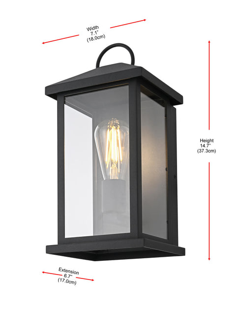 Elegant Lighting Neil 1 Light Wall Sconce W7.1 Inch E6.7 Inch H14.7 Inch in Black Model: OD411W15BK