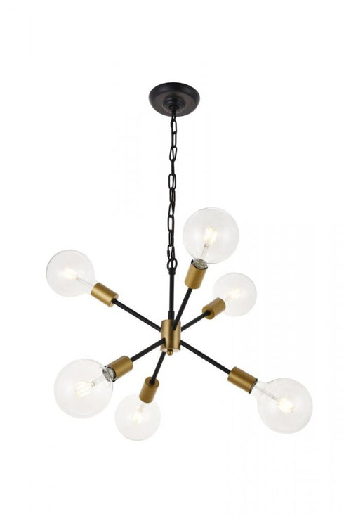 Elegant Lighting Nolan 6 light in Black pendant Model: LD5033D16BK