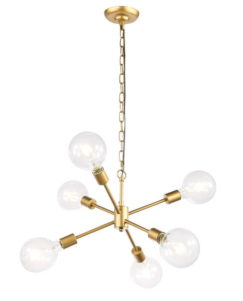 Elegant Lighting Nolan 6 light in Brass pendant Model: LD5034D16BR