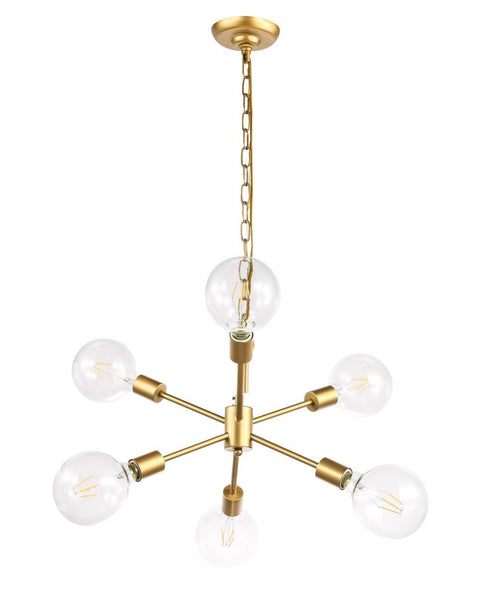 Elegant Lighting Nolan 6 light in Brass pendant Model: LD5034D16BR