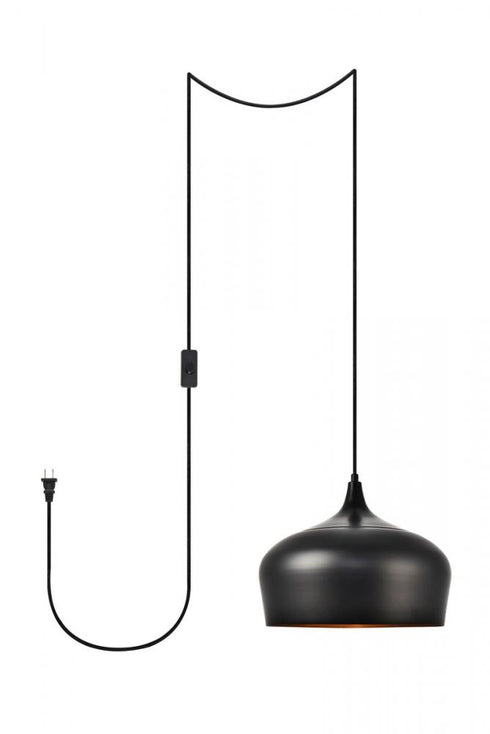Elegant Lighting Nora 1 Light in Black plug in pendant Model: LDPG2003
