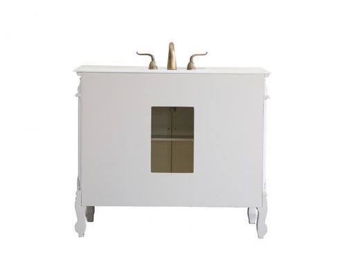 Elegant Lighting Oakland 42 Inch Single Bathroom Vanity in Antique White with Ivory White Engineered Marble Model: VF38842AW-VW
