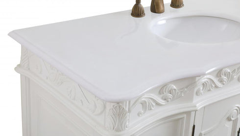 Elegant Lighting Oakland 48 Inch Single Bathroom Vanity in Antique White with Ivory White Engineered Marble Model: VF38848AW-VW