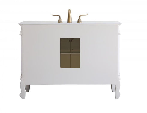 Elegant Lighting Oakland 48 Inch Single Bathroom Vanity in Antique White with Ivory White Engineered Marble Model: VF38848AW-VW