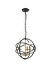 Elegant Lighting Octavia 3 light in Brass and Dark Brown Pendant Model: LD4006D14BRD