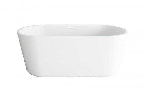 Elegant Lighting Odette 59 inch Soaking Bathtub in Glossy White with Brushed Gold Trim Model: BT10659GW-BGD