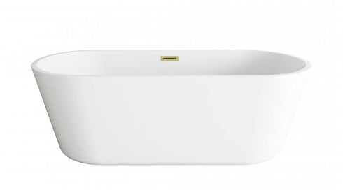 Elegant Lighting Odette 71 inch Soaking Bathtub in Glossy White with Brushed Gold Trim Model: BT10671GW-BGD