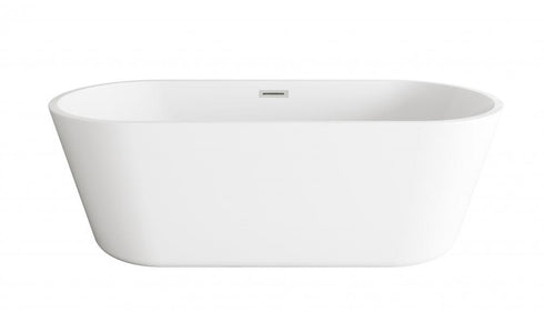 Elegant Lighting Odette 71 inch Soaking Bathtub in Glossy White with Brushed Gold Trim Model: BT10671GW-BGD