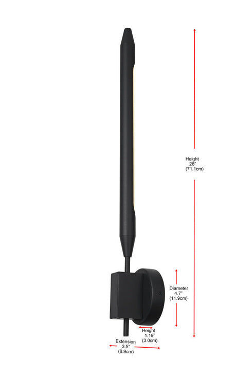 Elegant Lighting Odin 1 Light Wall Sconce W4.7 Inch E3.5 Inch H28.0 Inch in Black Model: OD401W28BK