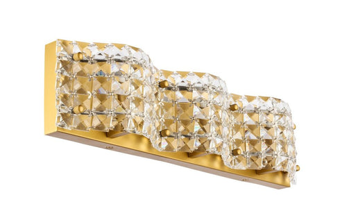 Elegant Lighting Ollie 3 light in Brass and Clear Crystals wall sconce Model: LD7016BR